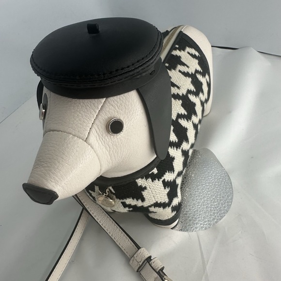 RARE New Kate Spade Claude Dachshund Dog Houndstooth Crossbody Puppy Purse - Picture 6 of 16